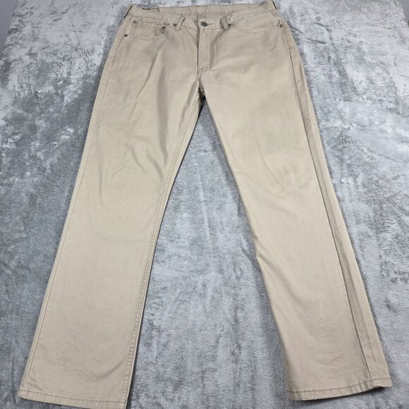 Levis 514 Pants Mens 36x32 Khaki Beige Straight Non-Stretch Cotton Twill Preppy - Picture 1 of 10